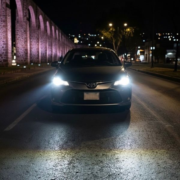 Auto iluminando carretera